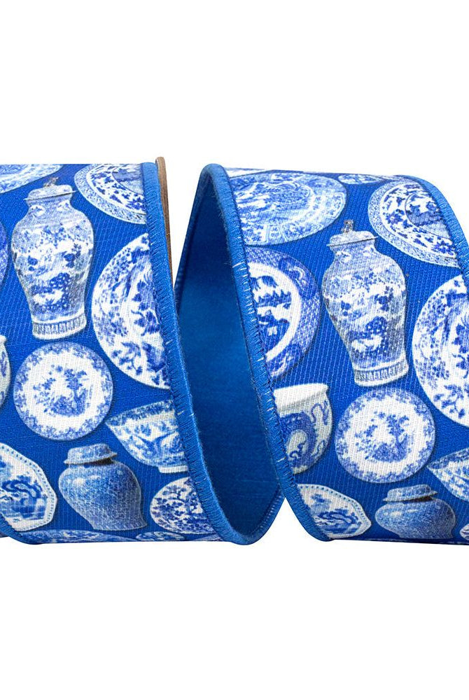 Shop For 2.5in Terra Cotta Ceramics Chinoiserie Ribbon: Blue (10 Yards)