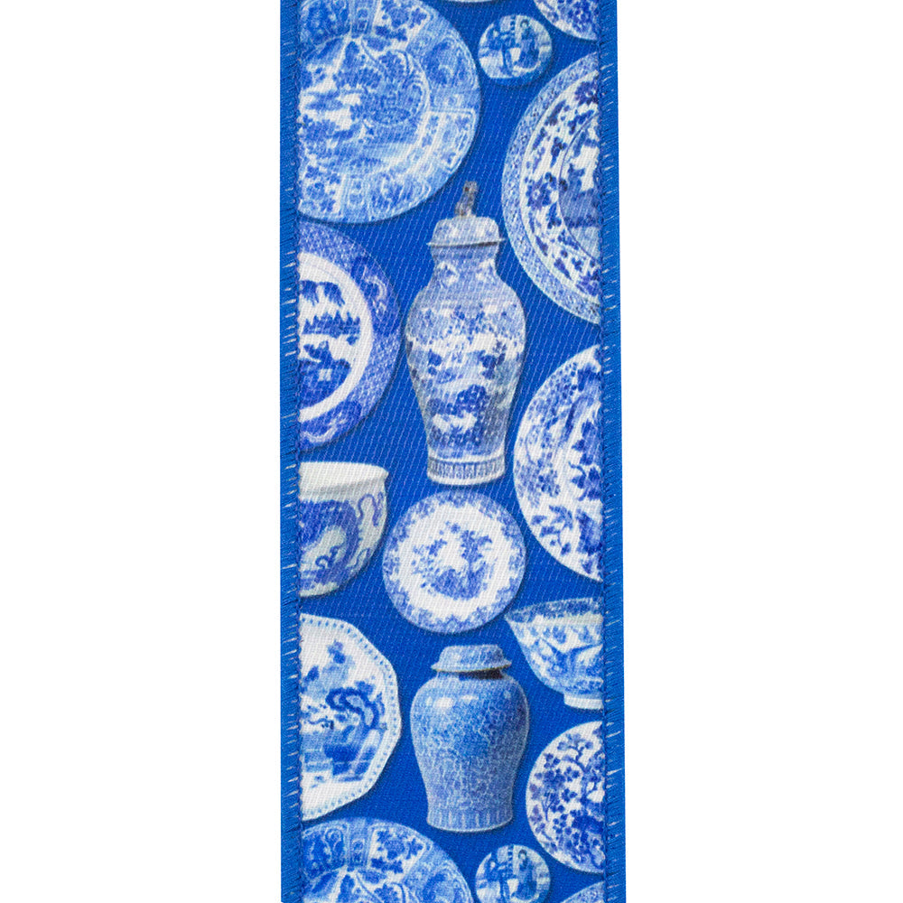 Shop For 2.5in Terra Cotta Ceramics Chinoiserie Ribbon: Blue (10 Yards)