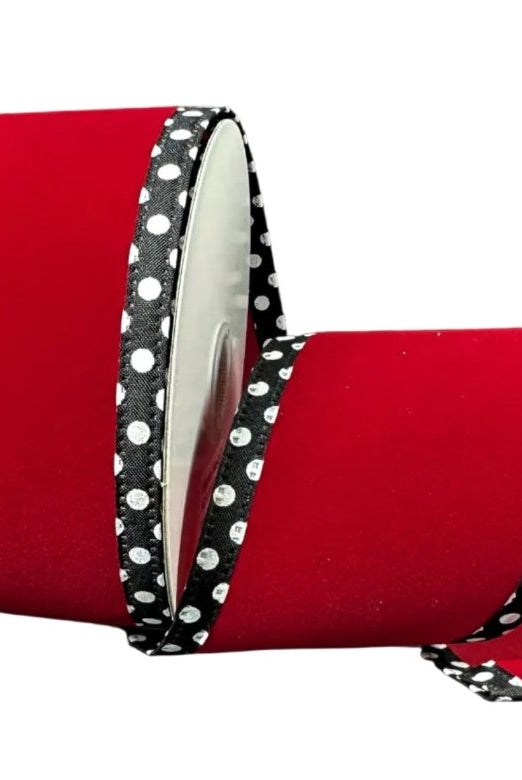 Shop For 2.5in Velvet Polka Dot Edge Ribbon: Red (10 Yards)