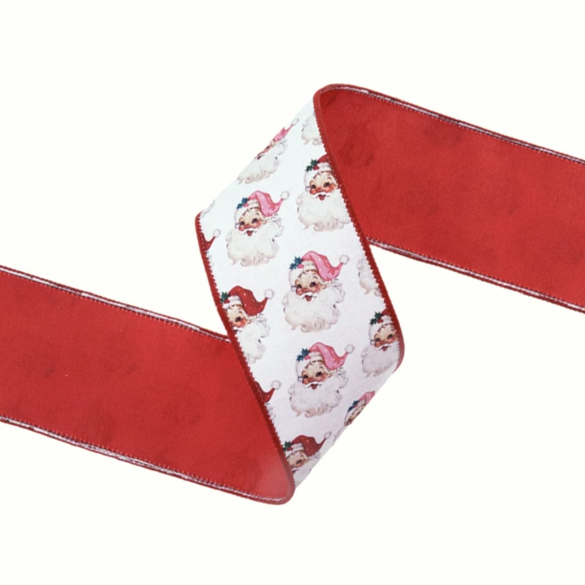 Shop For 2.5in Vintage Santa Face Ribbon: Pink/Red (10 Yards)