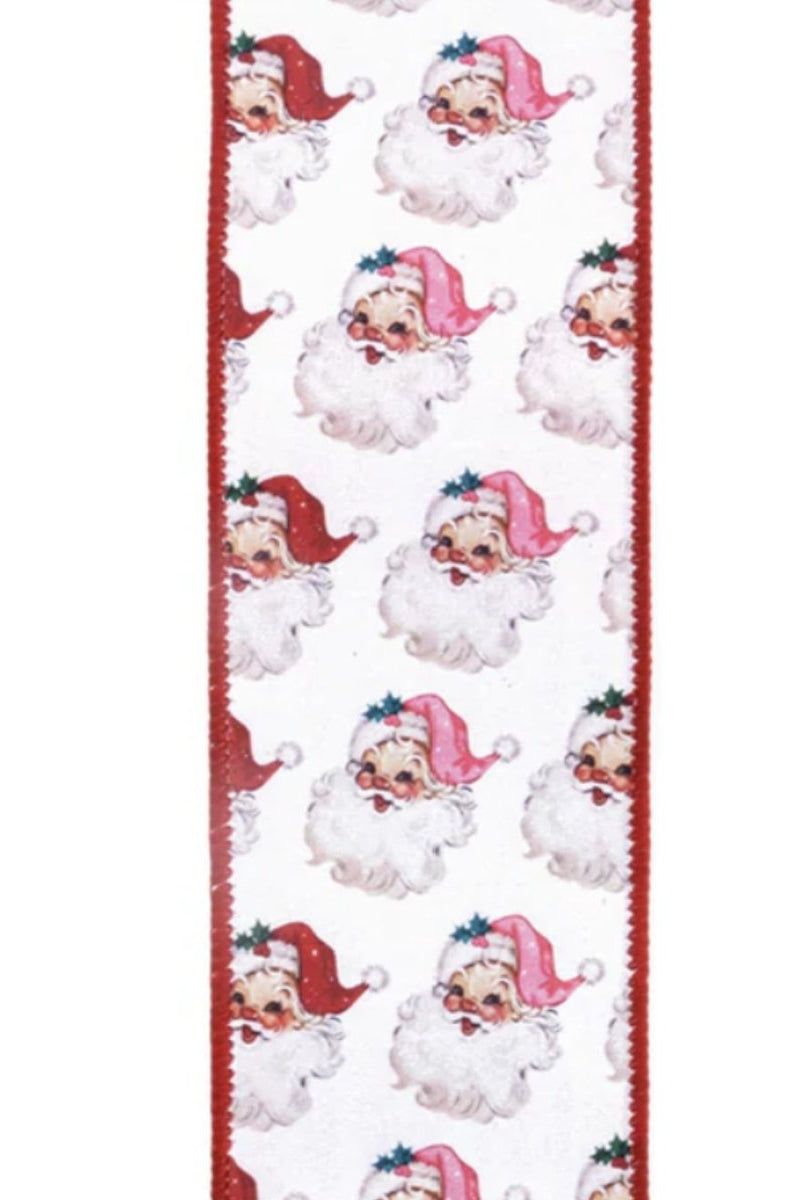Shop For 2.5in Vintage Santa Face Ribbon: Pink/Red (10 Yards)