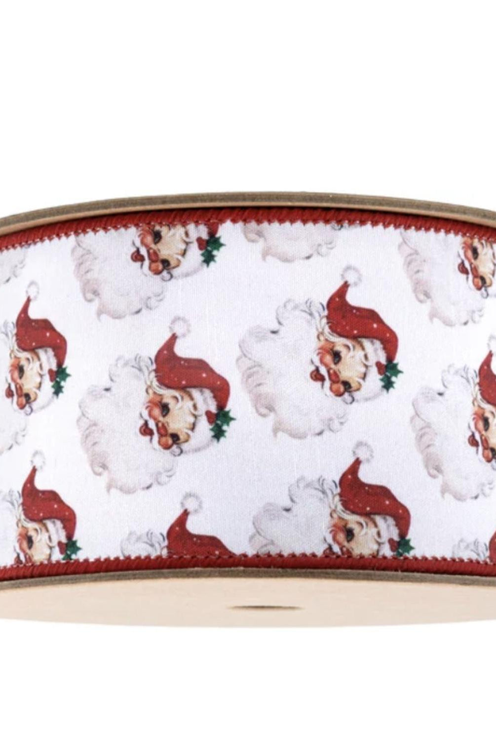 2.5in Vintage Santa Face Ribbon: Red (10 Yards)