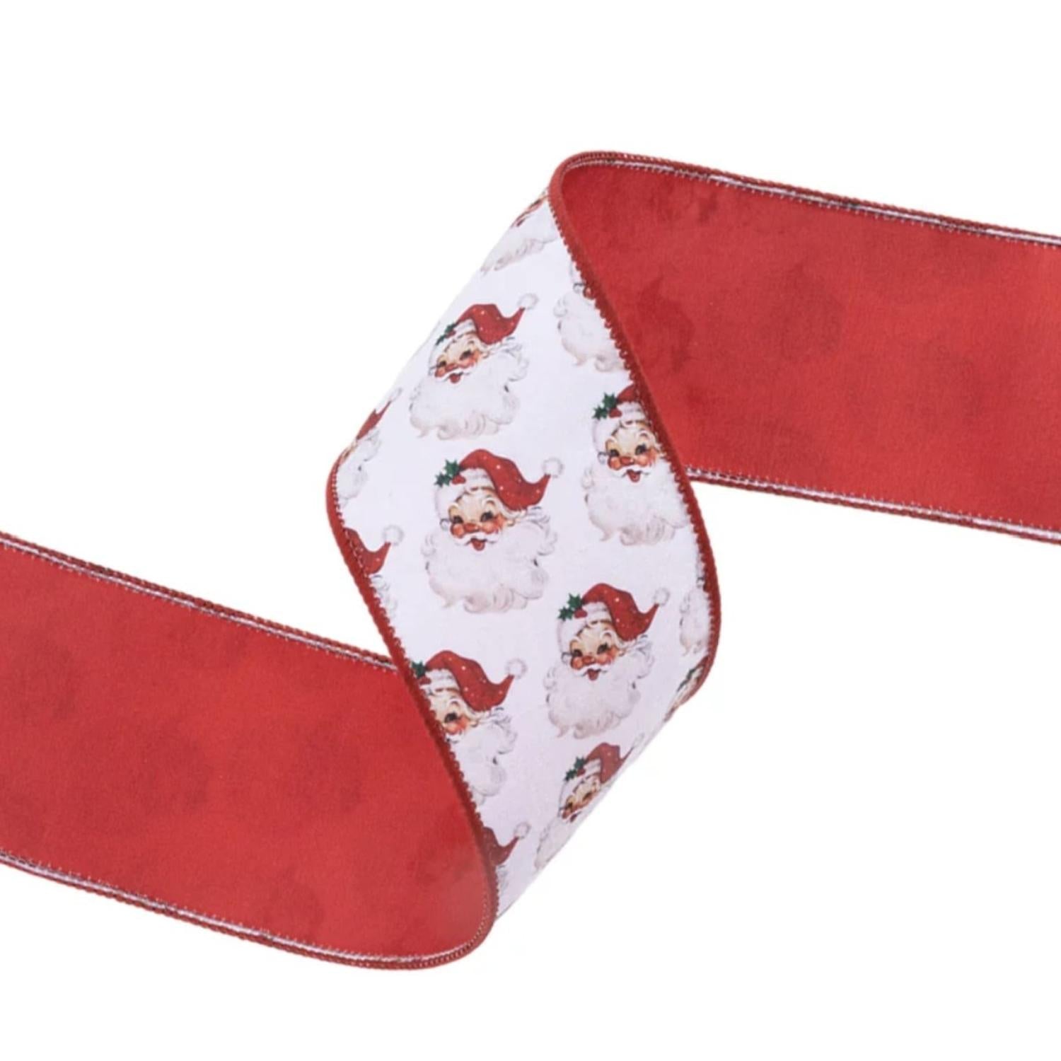 Shop For 2.5in Vintage Santa Face Ribbon: Red (10 Yards)