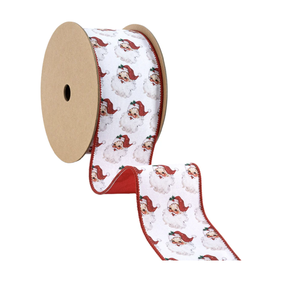Shop For 2.5in Vintage Santa Face Ribbon: Red (10 Yards)