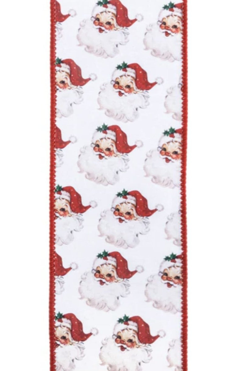 Shop For 2.5in Vintage Santa Face Ribbon: Red (10 Yards)