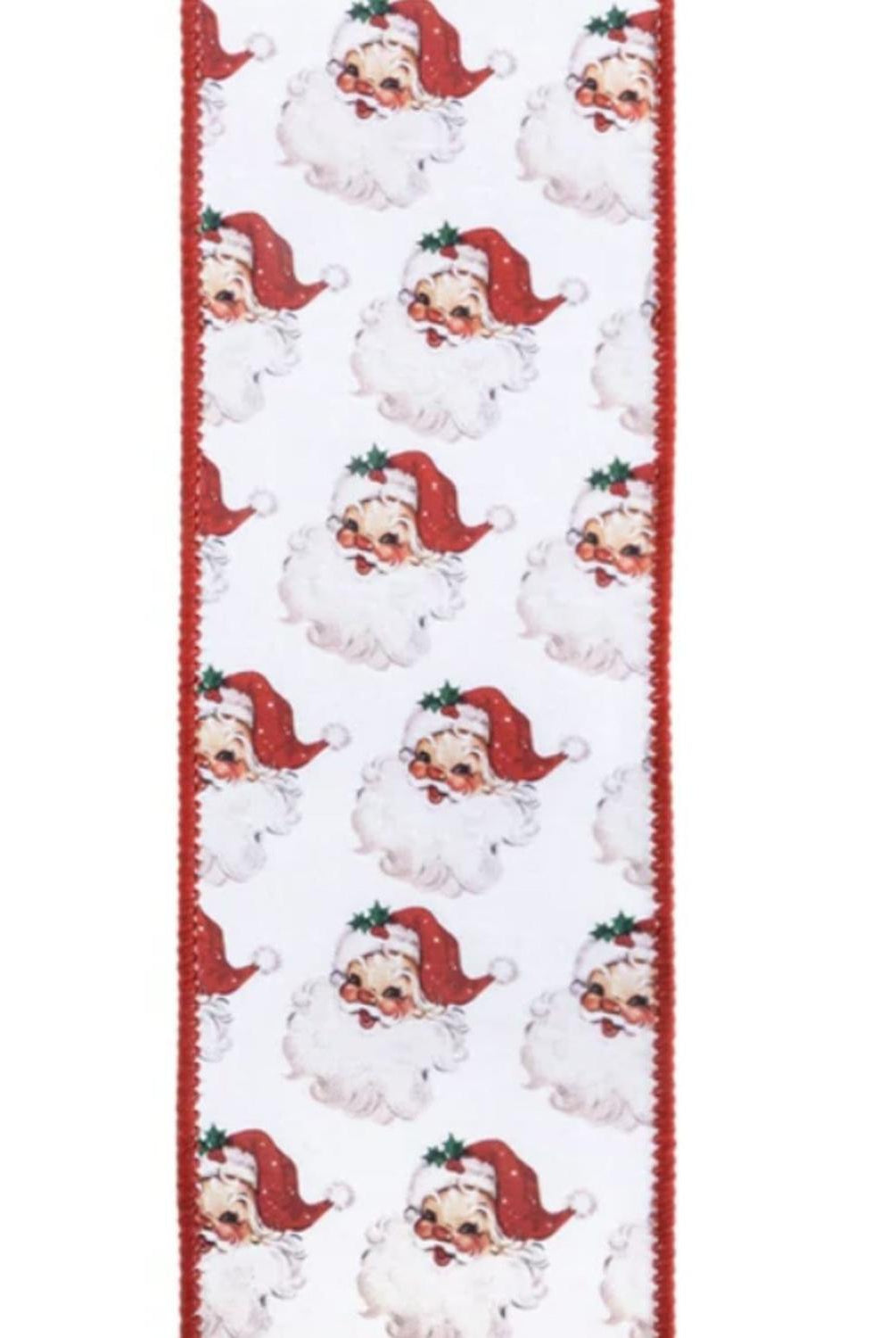 2.5in Vintage Santa Face Ribbon: Red (10 Yards)