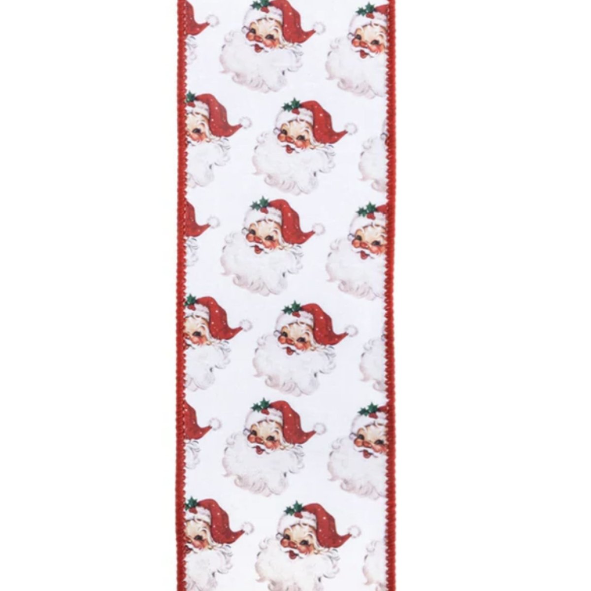 Shop For 2.5in Vintage Santa Face Ribbon: Red (10 Yards)
