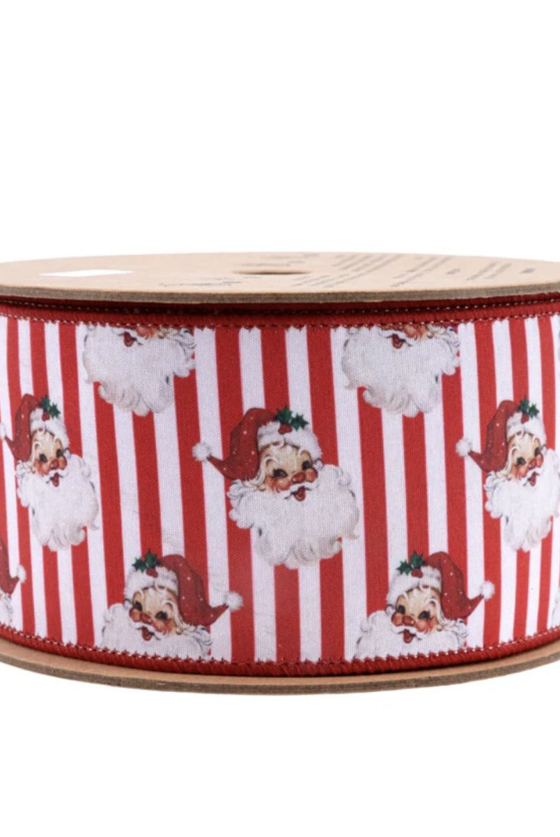 Shop For 2.5in Vintage Santa Striped Ribbon: Red/White (10 Yards)