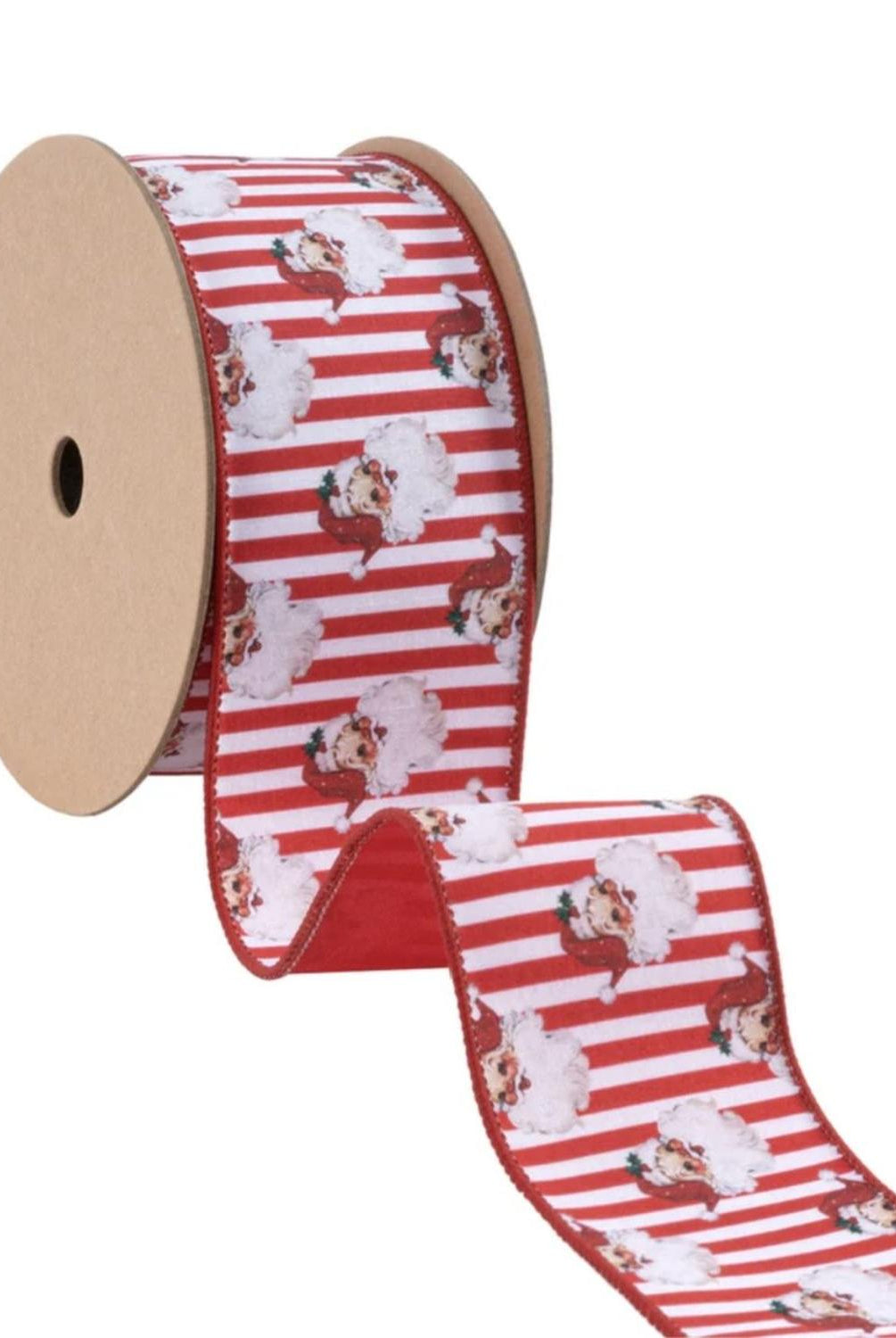 2.5in Vintage Santa Striped Ribbon: Red/White (10 Yards)