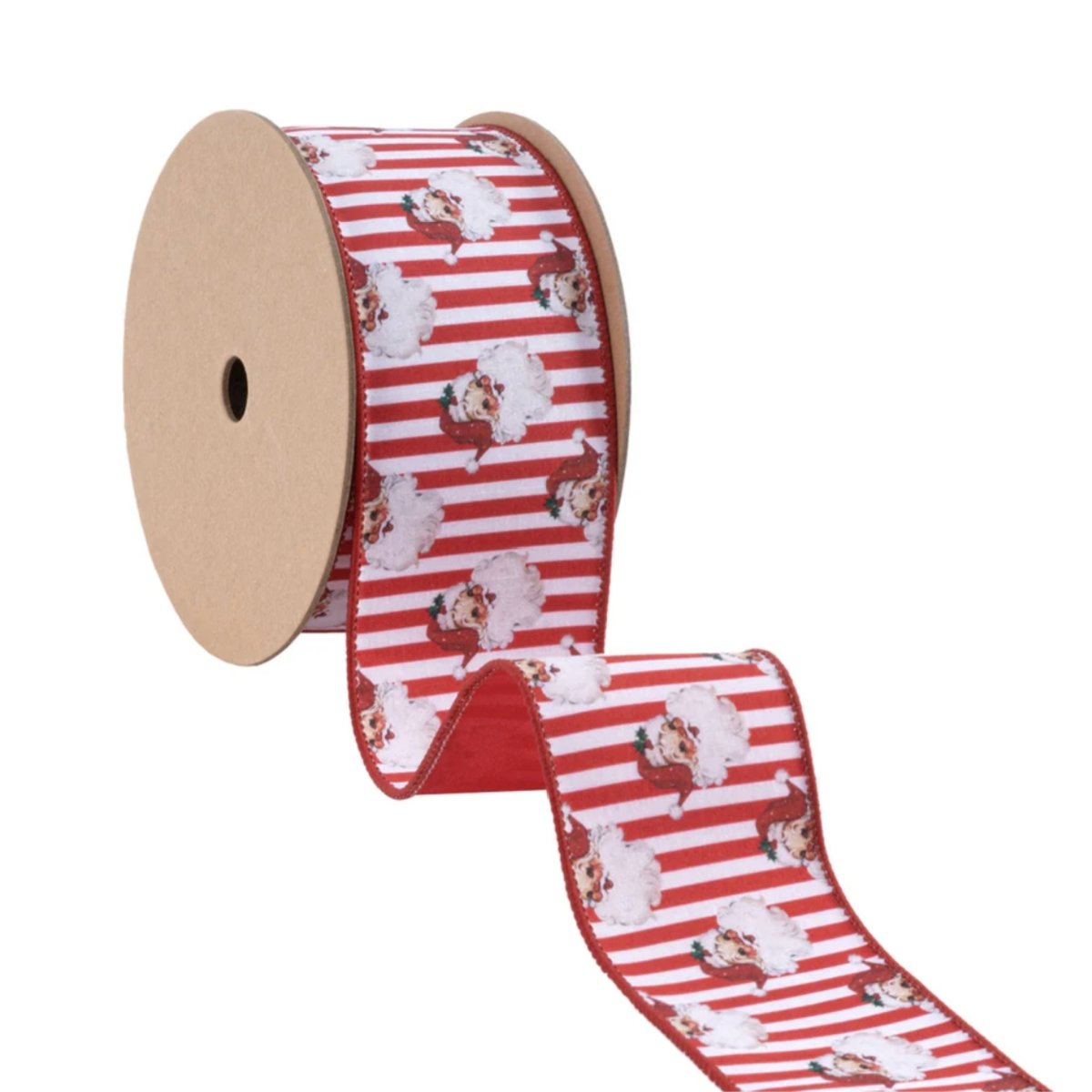 Shop For 2.5in Vintage Santa Striped Ribbon: Red/White (10 Yards)