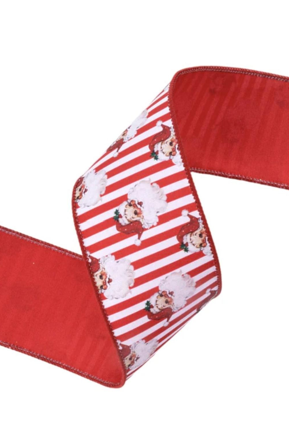 2.5in Vintage Santa Striped Ribbon: Red/White (10 Yards)