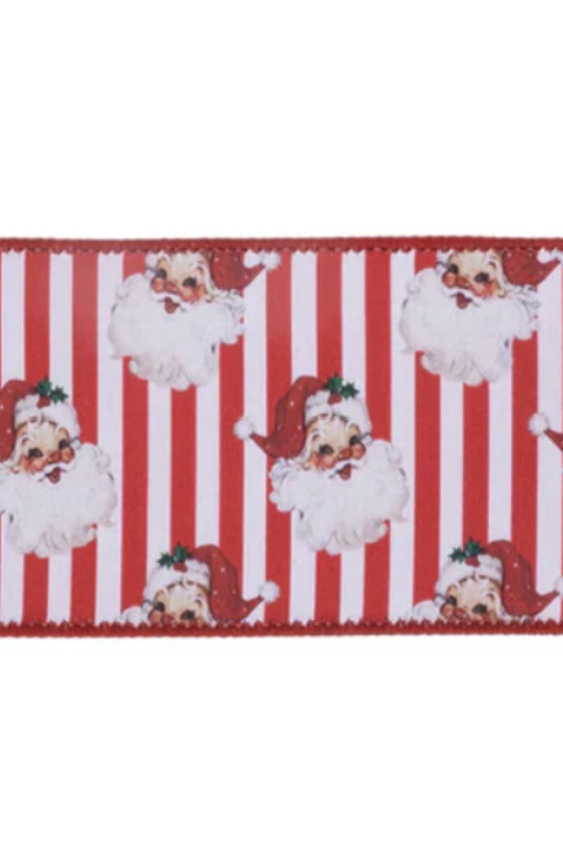 Shop For 2.5in Vintage Santa Striped Ribbon: Red/White (10 Yards)