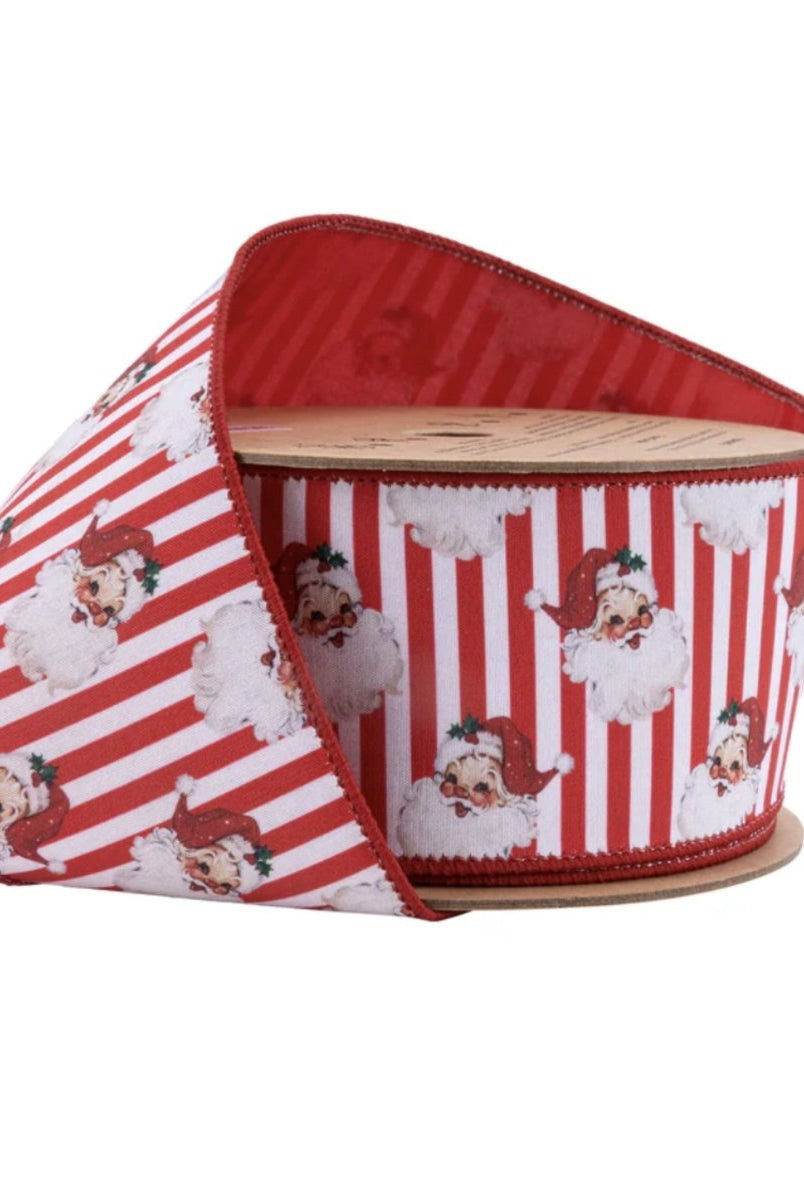 Shop For 2.5in Vintage Santa Striped Ribbon: Red/White (10 Yards)