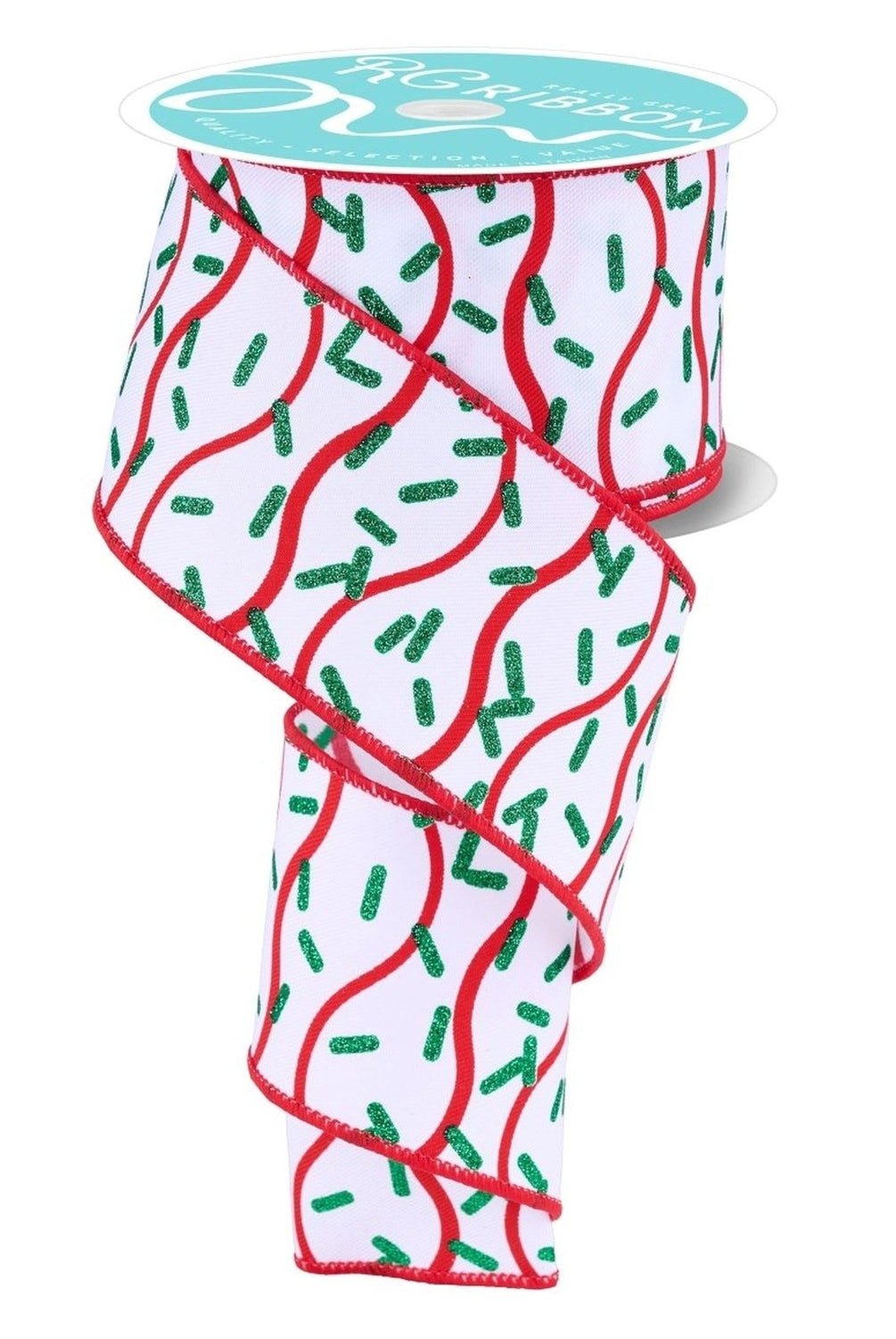 2.5in Wavy Stripe Glitter Sprinkle Ribbon: White (10 Yards)