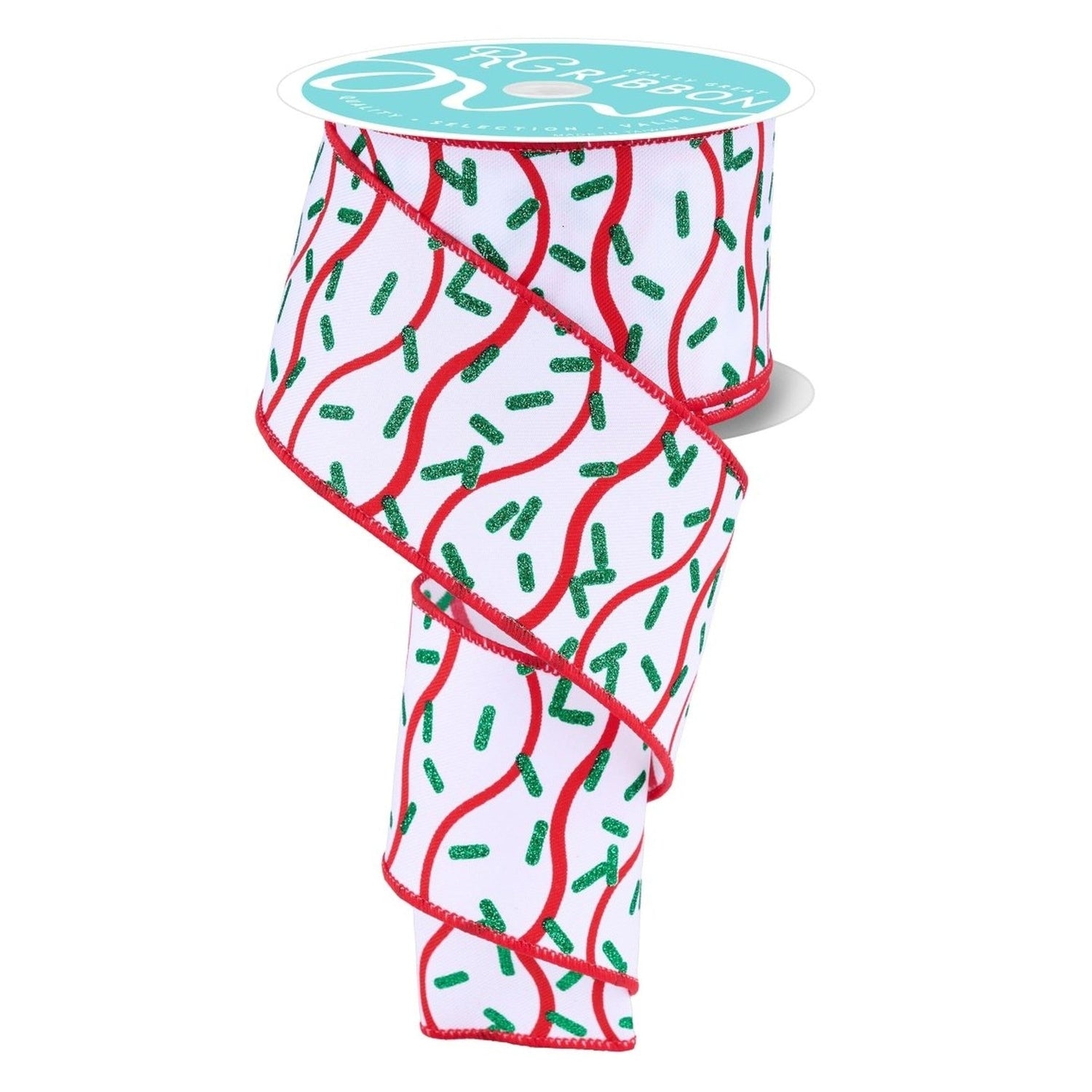 2.5in Wavy Stripe Glitter Sprinkle Ribbon: White (10 Yards)