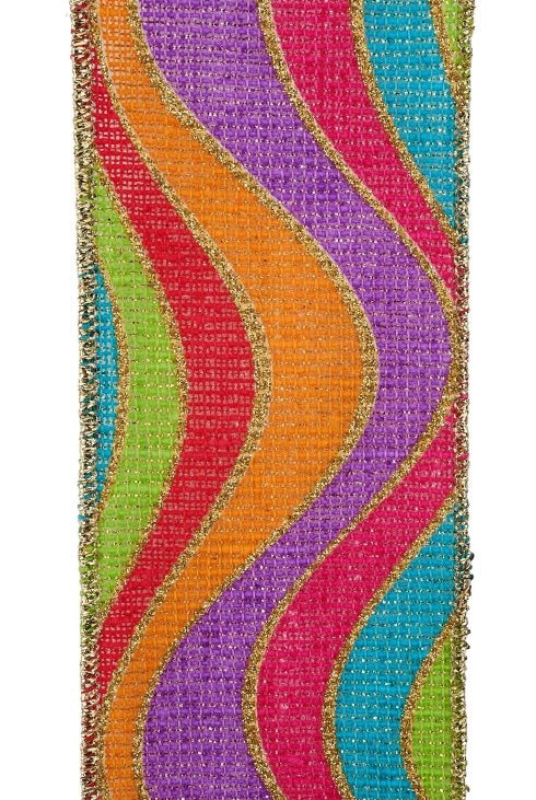 Shop For 2.5in Wavy Stripe Ribbon: Multicolor (10 Yards)