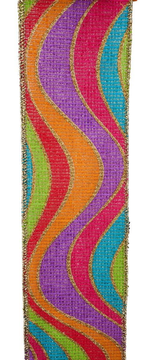 Shop For 2.5in Wavy Stripe Ribbon: Multicolor (10 Yards)