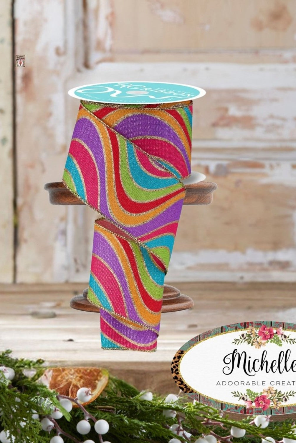 Shop For 2.5in Wavy Stripe Ribbon: Multicolor (10 Yards)
