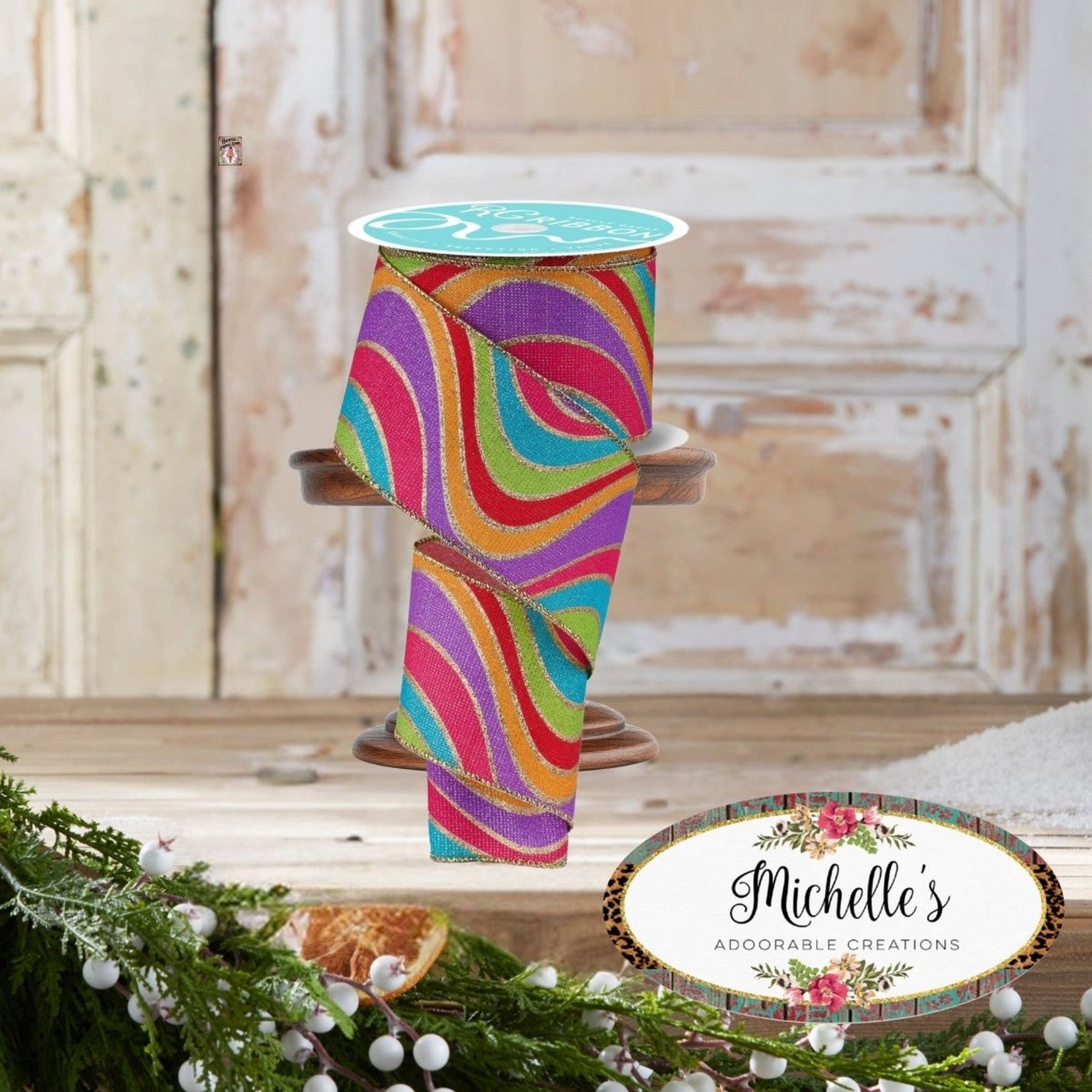 Shop For 2.5in Wavy Stripe Ribbon: Multicolor (10 Yards)