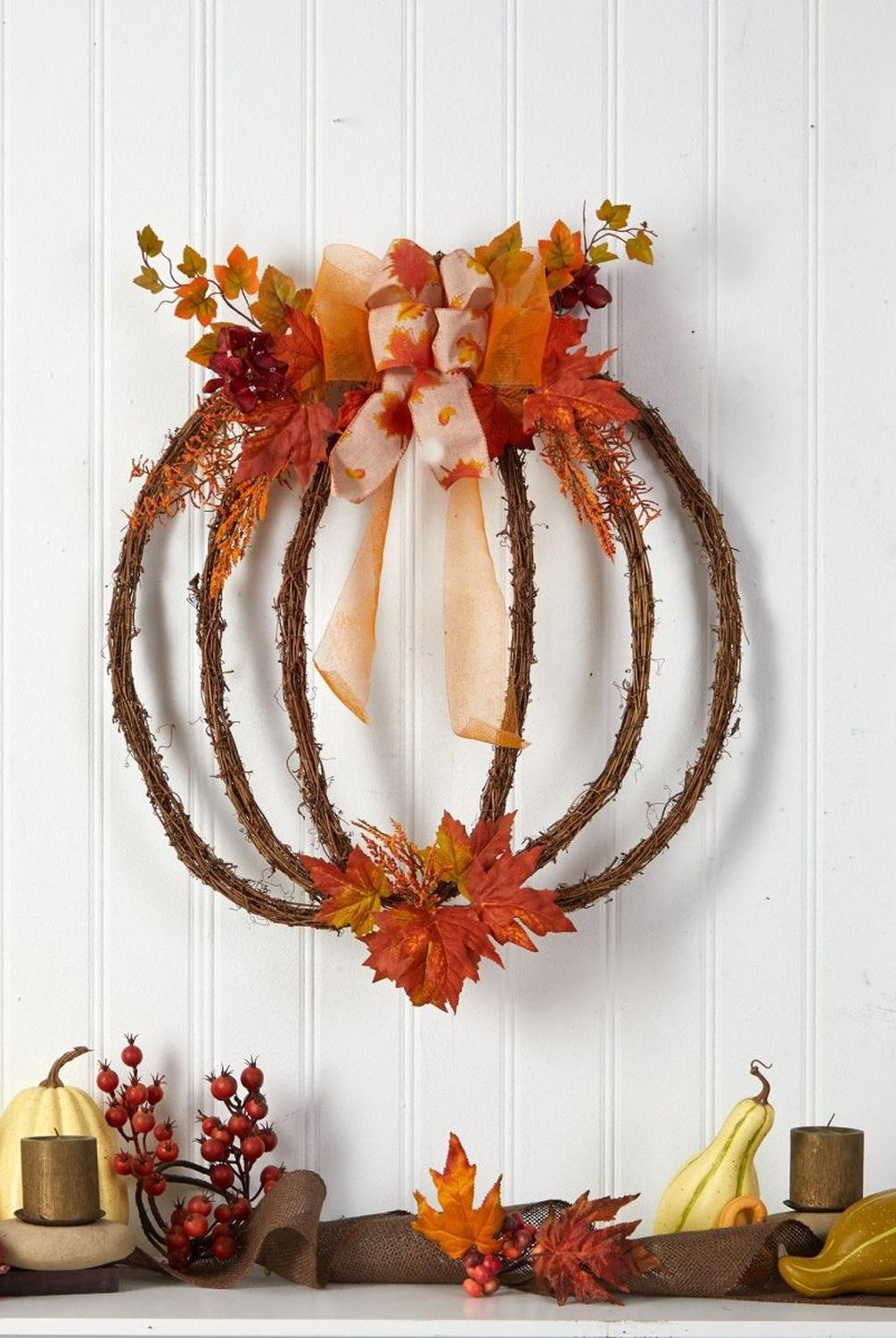 26” Autumn Pumpkin Artificial Vine Fall Wreath