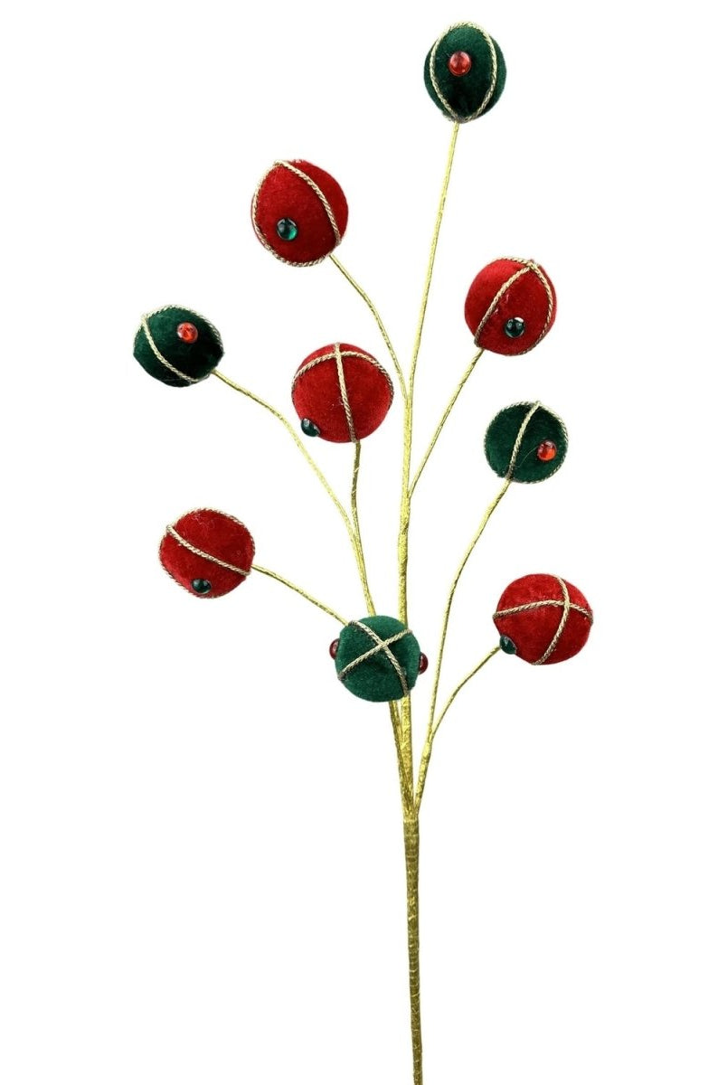 Shop For 26" Ball Gem Spray: Red & Green