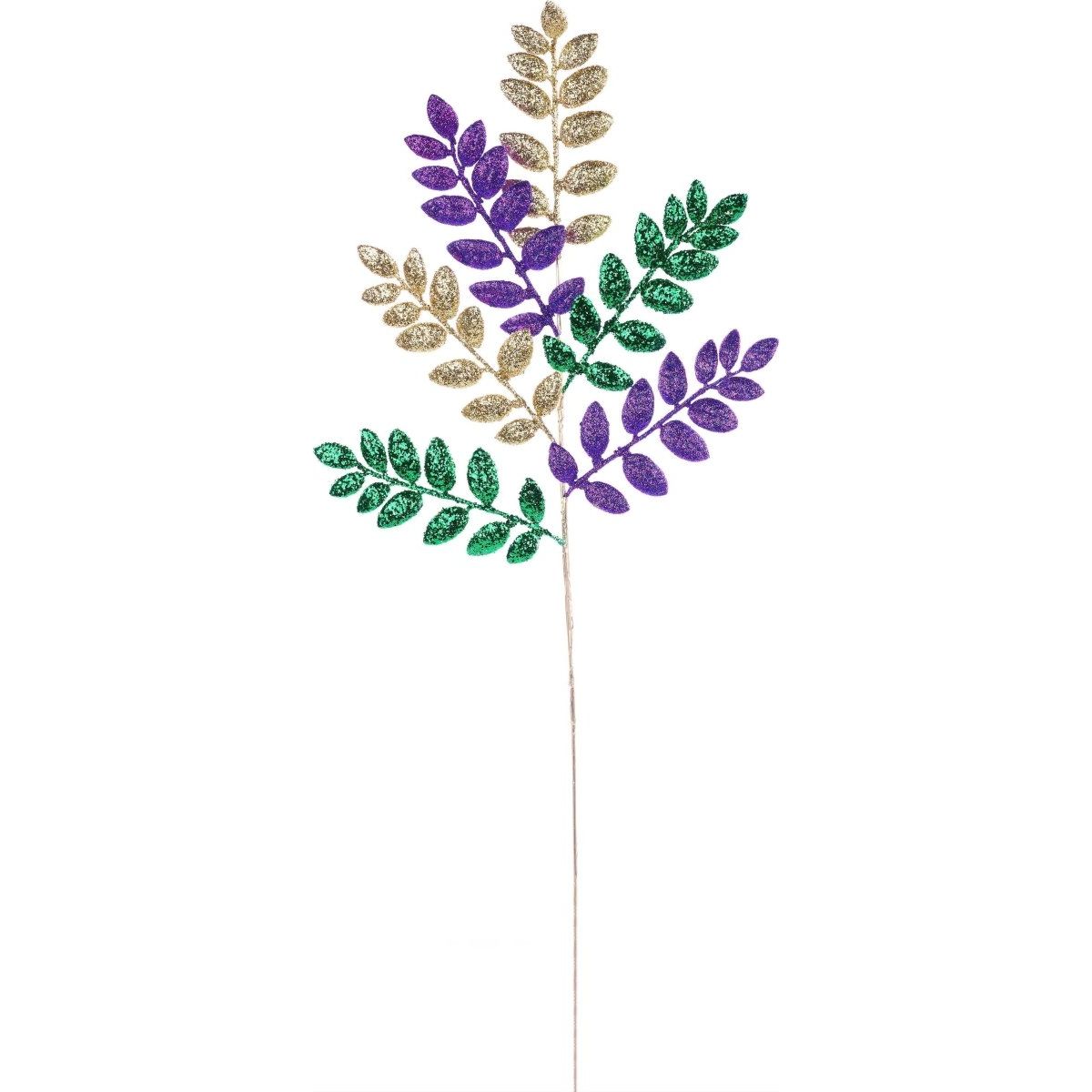 Shop For 26" Glitter Leaf Spray: Mardi Gras