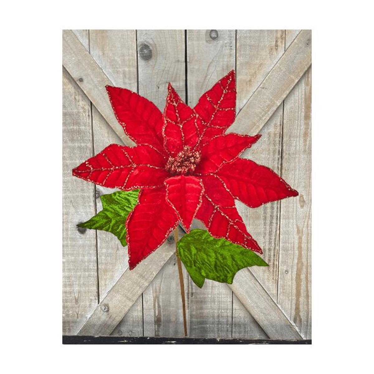 Shop For 26" Red Velvet Poinsettia Stem
