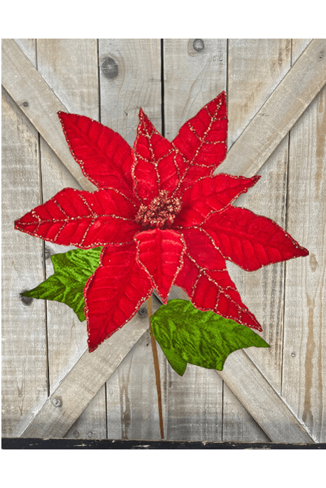 Shop For 26" Red Velvet Poinsettia Stem