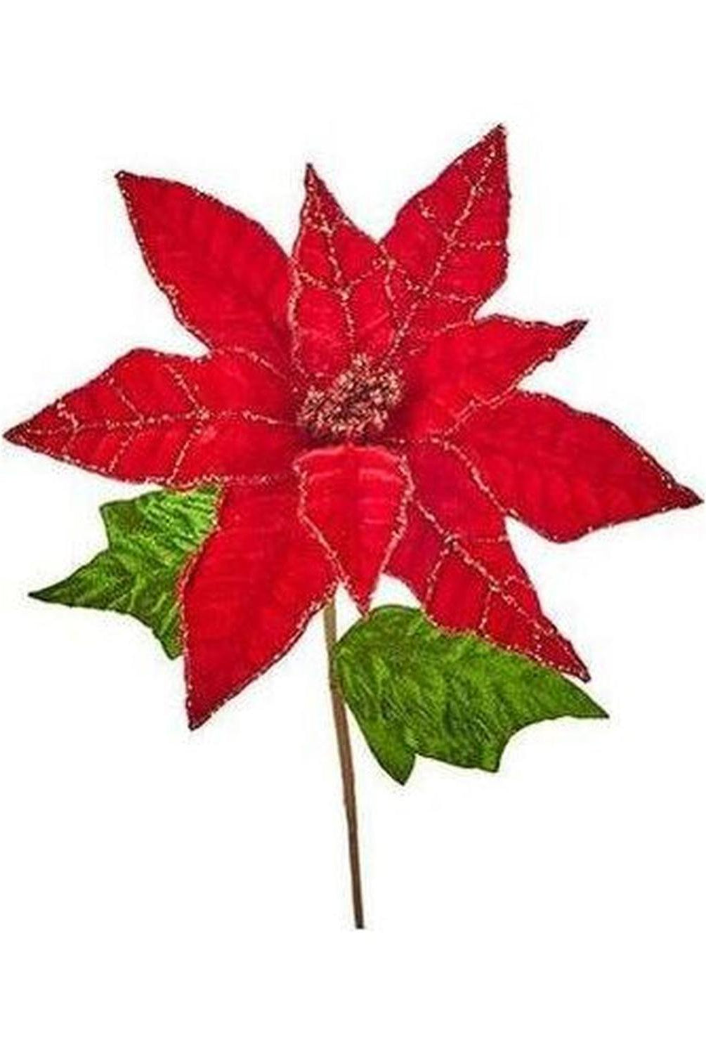 26" Red Velvet Poinsettia Stem