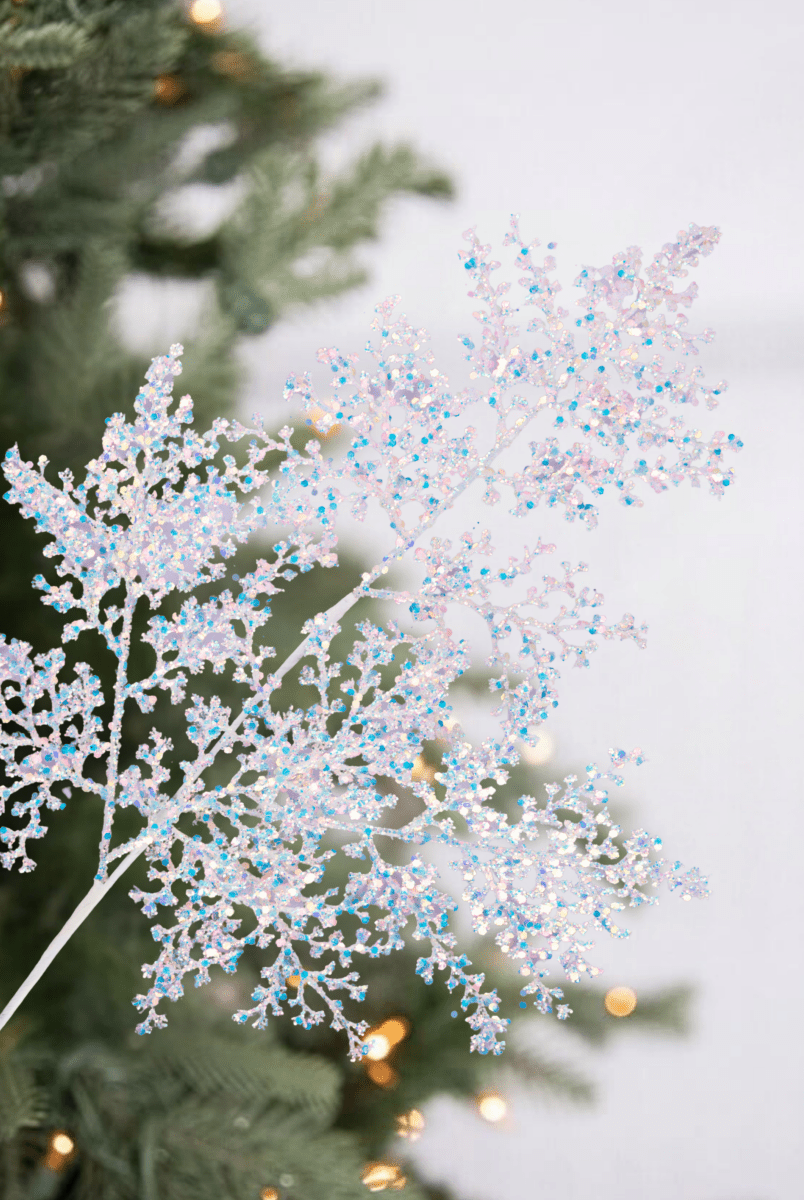 Shop For 27" Glitter Metallic Fern Spray: Iridescent