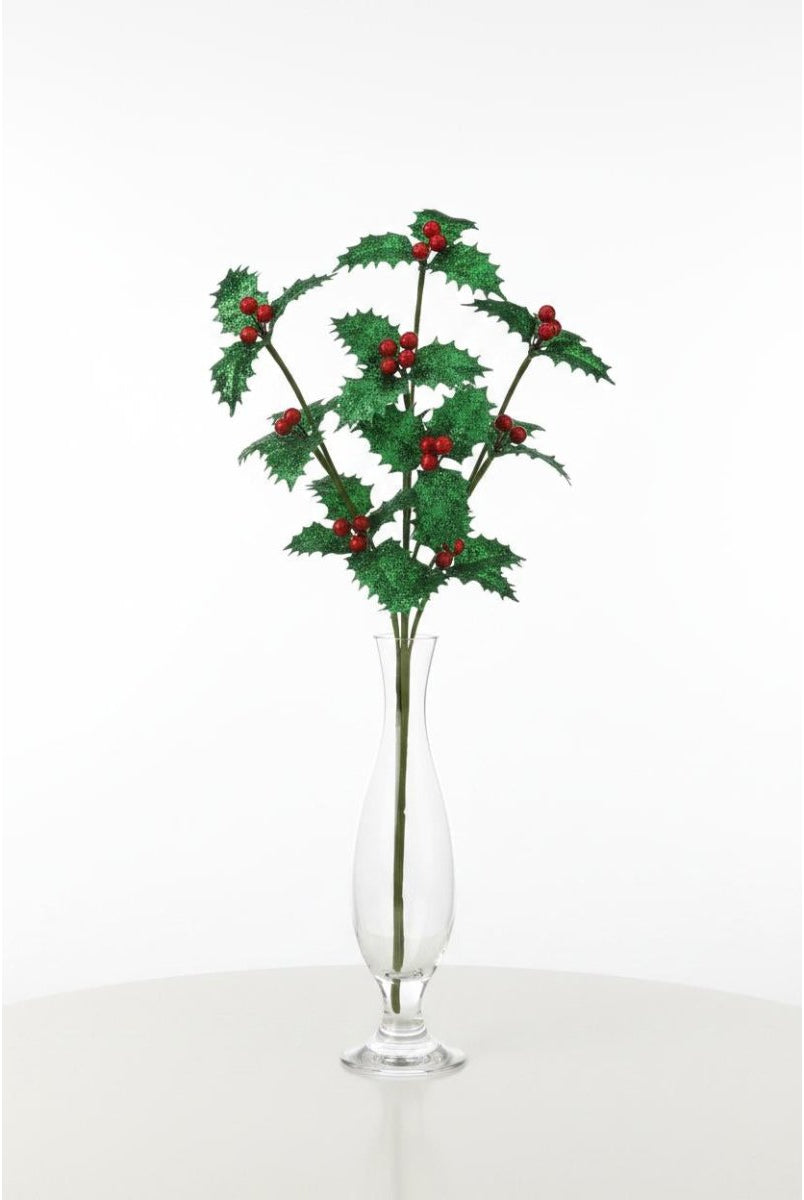Shop For 27 inch Metallic Glitter Holly Spray
