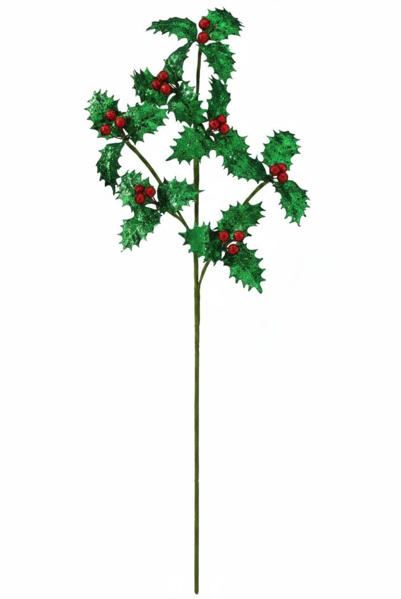 Shop For 27 inch Metallic Glitter Holly Spray