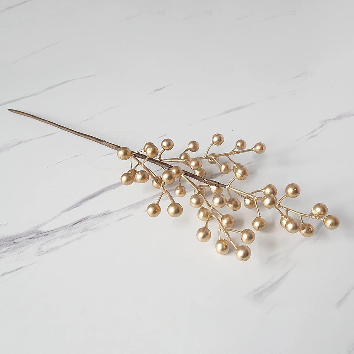 Shop For 27" Metallic Crabapple Berry Spray: Gold