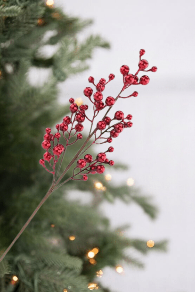 Shop For 27" Metallic Crabapple Berry Spray: Red