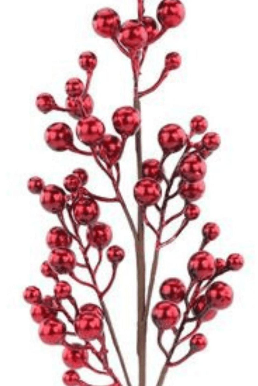 27" Metallic Crabapple Berry Spray: Red