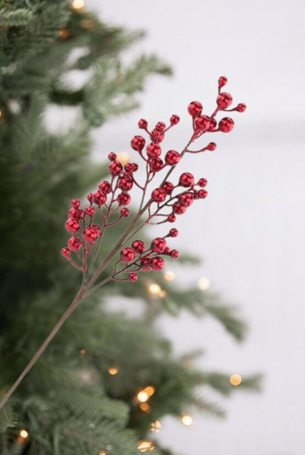 27" Metallic Crabapple Berry Spray: Red