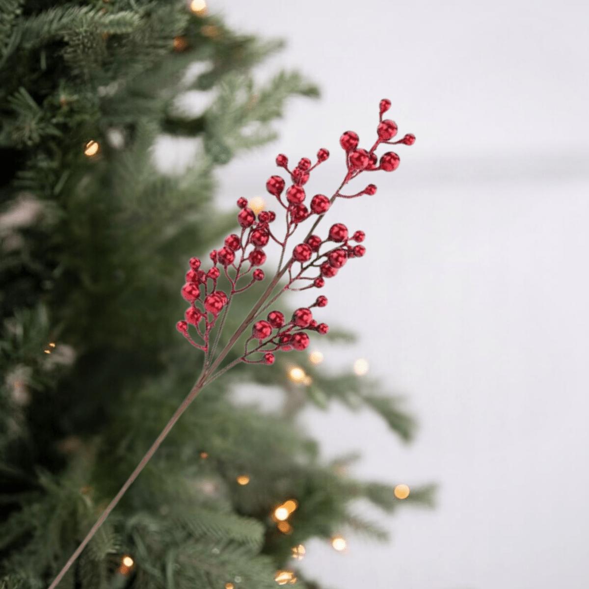 Shop For 27" Metallic Crabapple Berry Spray: Red