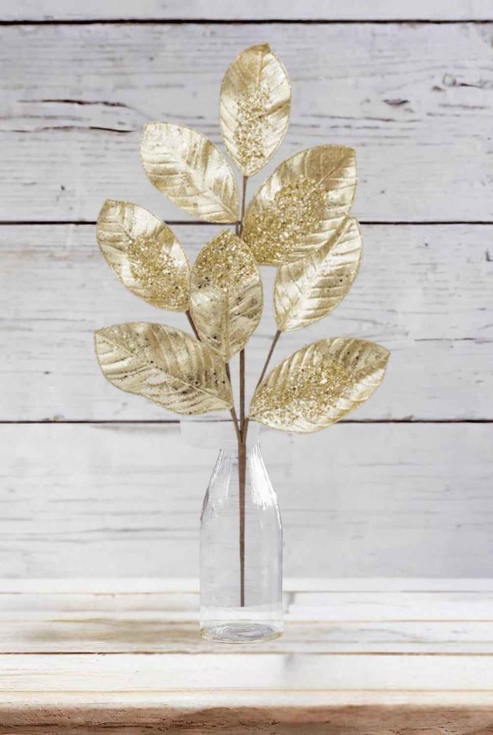 Shop For 27" Metallic Magnolia Leaf Spray: Gold