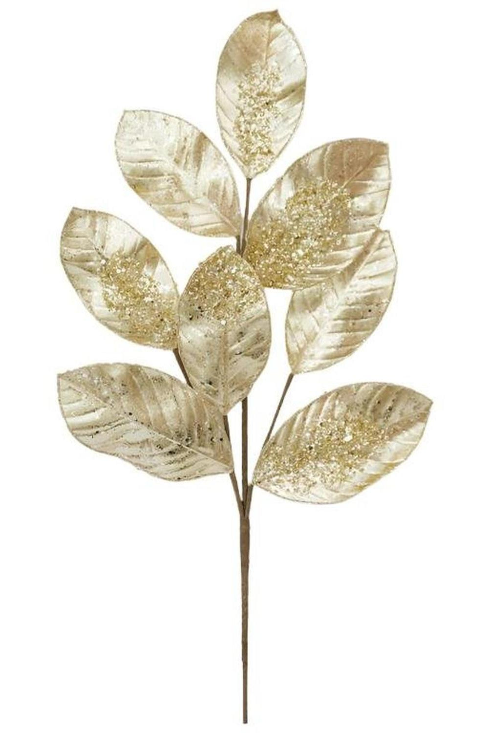 Shop For 27" Metallic Magnolia Leaf Spray: Gold