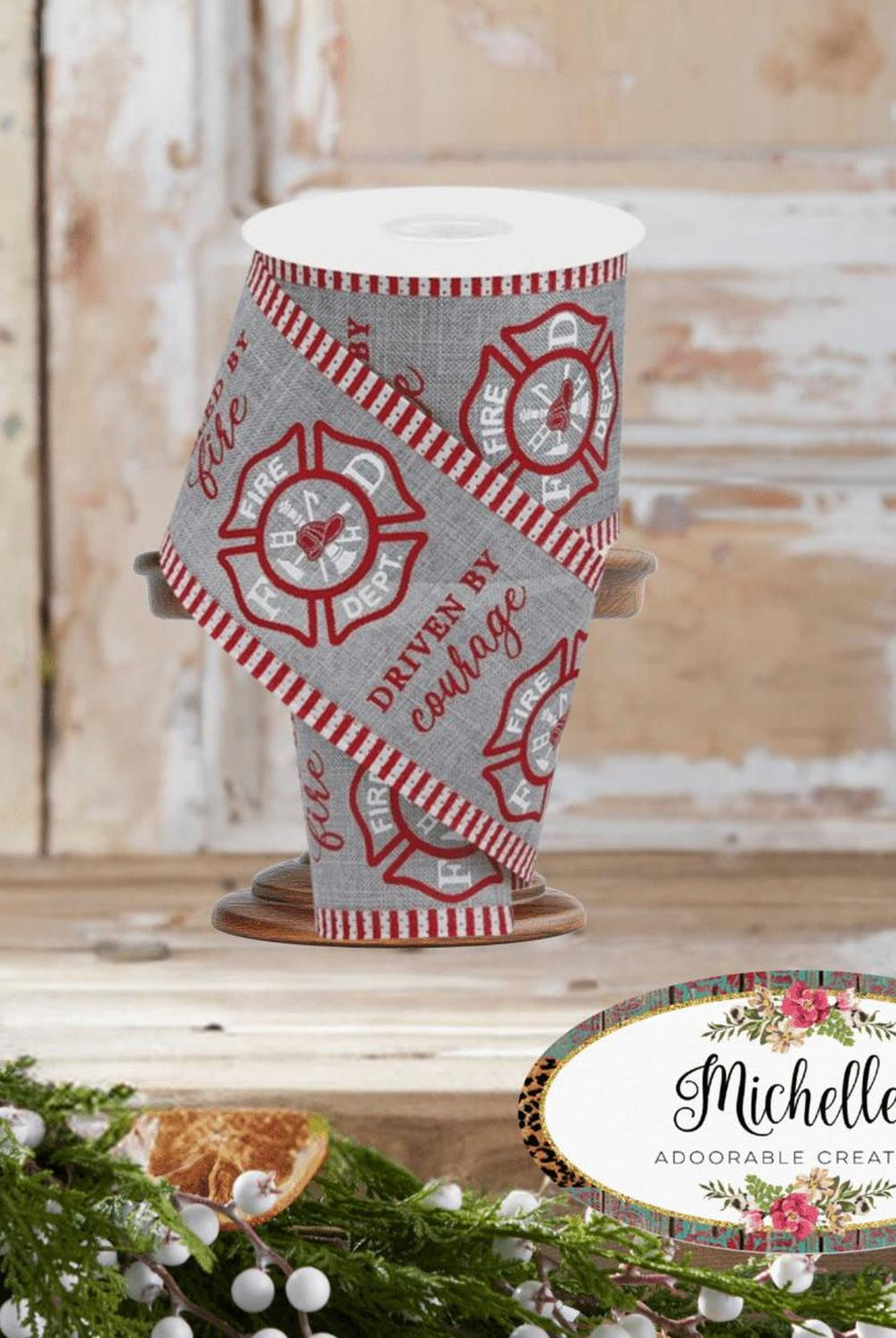 2.75" Firefighter Badge Line Ribbon: Grey (10 Yards)