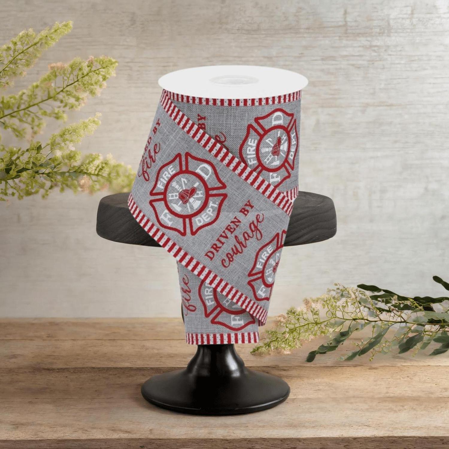 2.75" Firefighter Badge Line Ribbon: Grey (10 Yards)