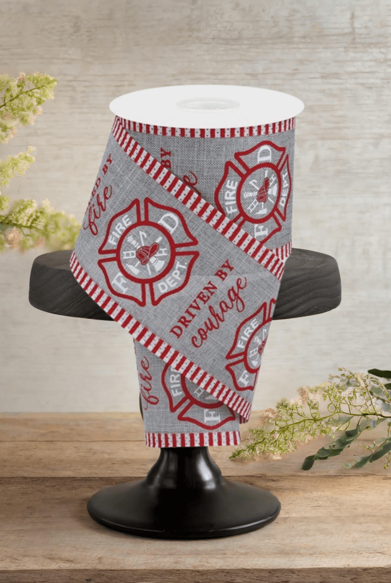 Shop For 2.75" Firefighter Badge Line Ribbon: Grey (10 Yards)