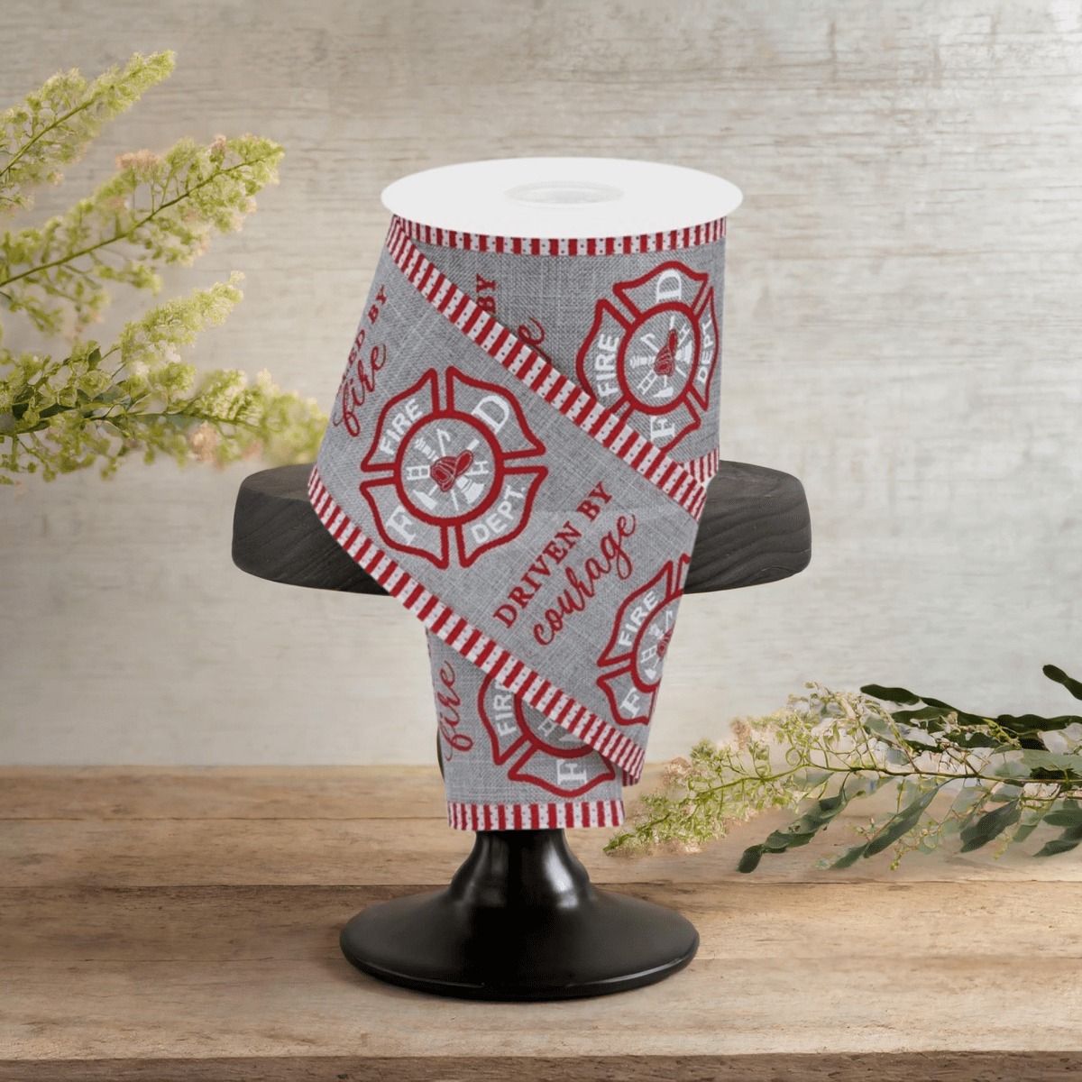 Shop For 2.75" Firefighter Badge Line Ribbon: Grey (10 Yards)