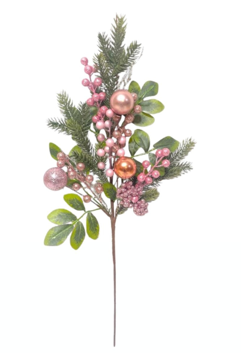 Shop For 27in Evergreen Pink Floral Pick