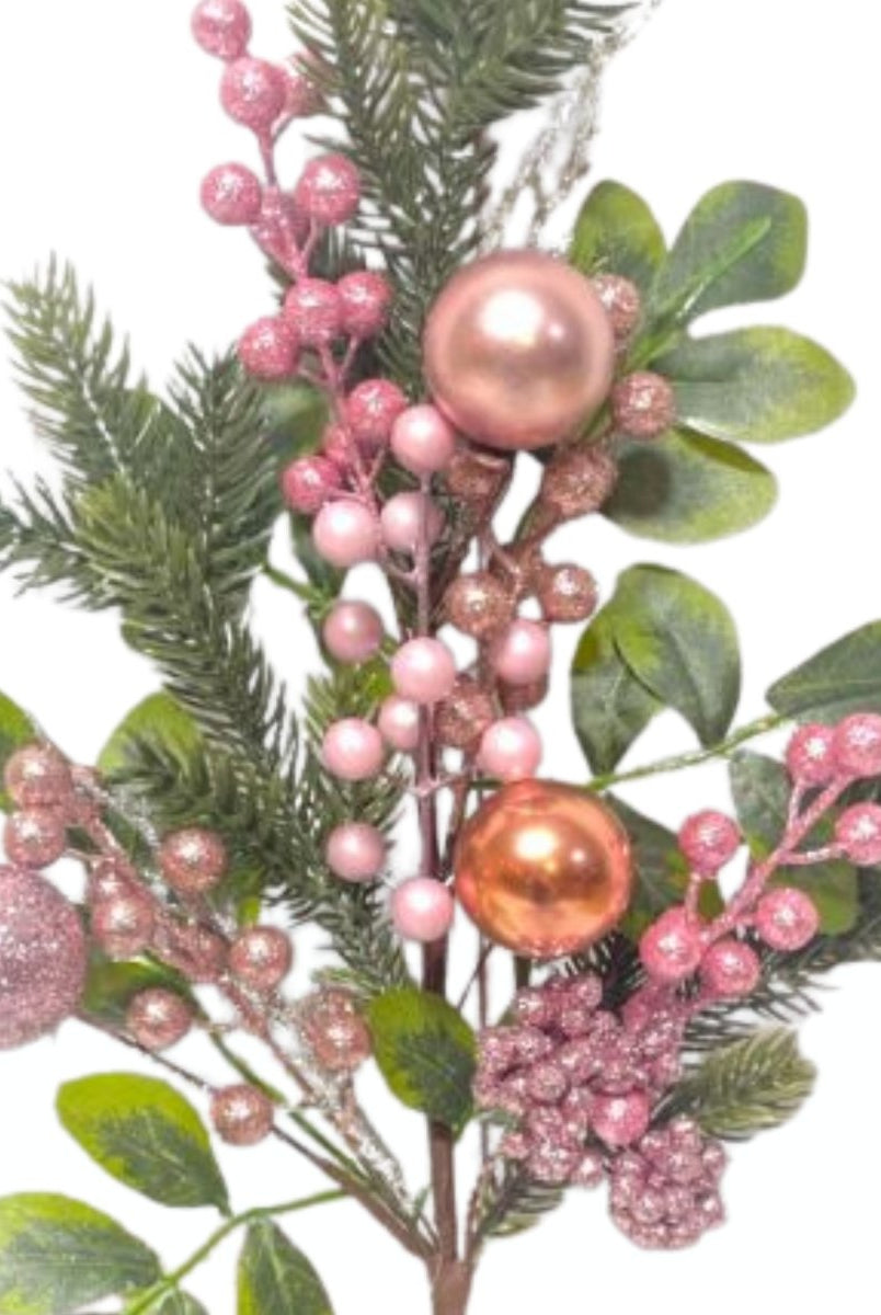 Shop For 27in Evergreen Pink Floral Pick