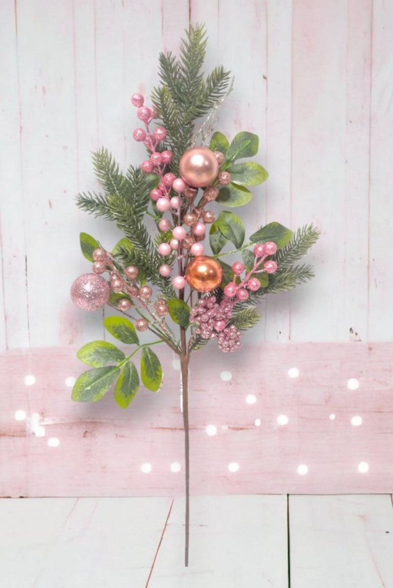 Shop For 27in Evergreen Pink Floral Pick