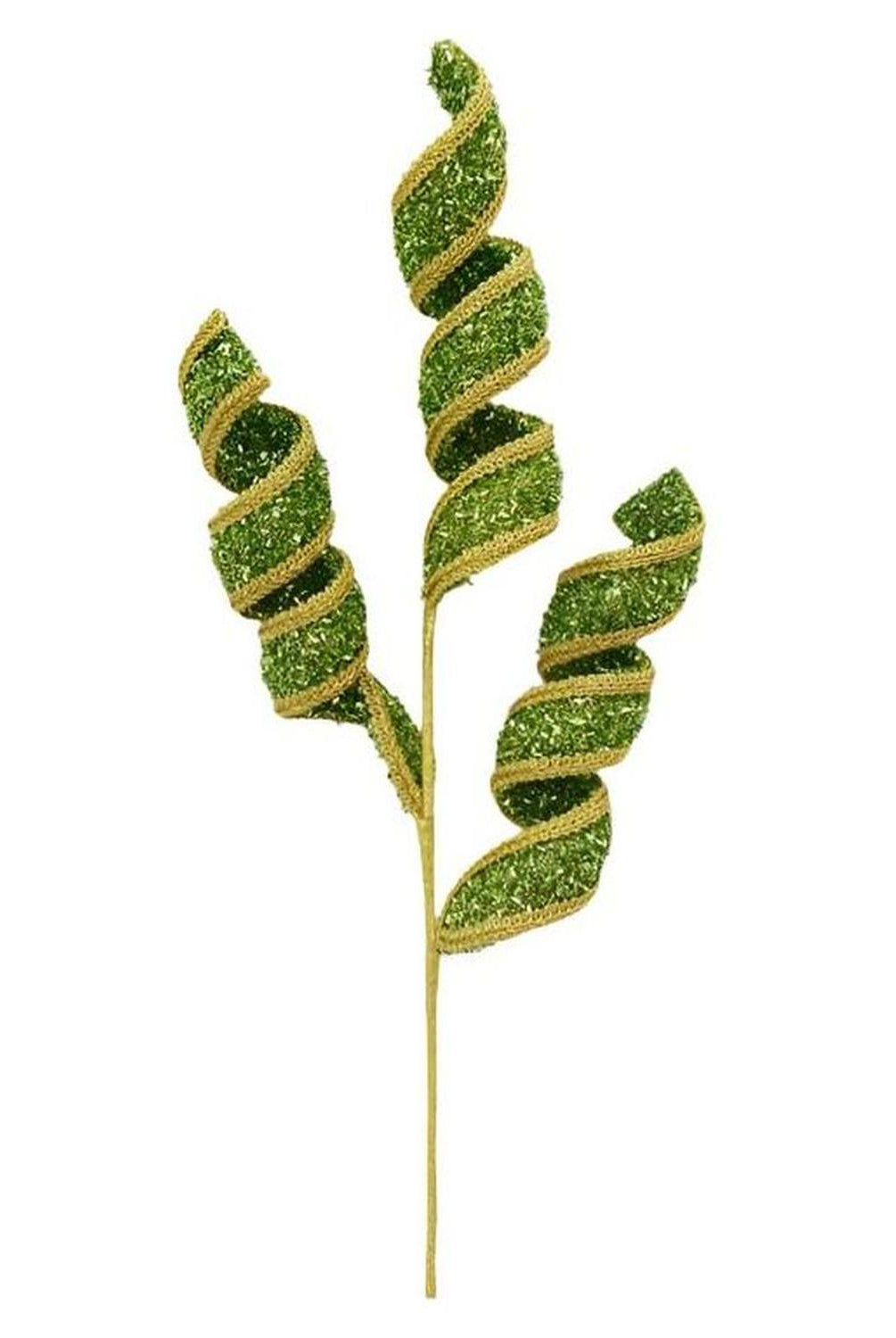 28" Fabric Gold Trim Spray: Green/Gold