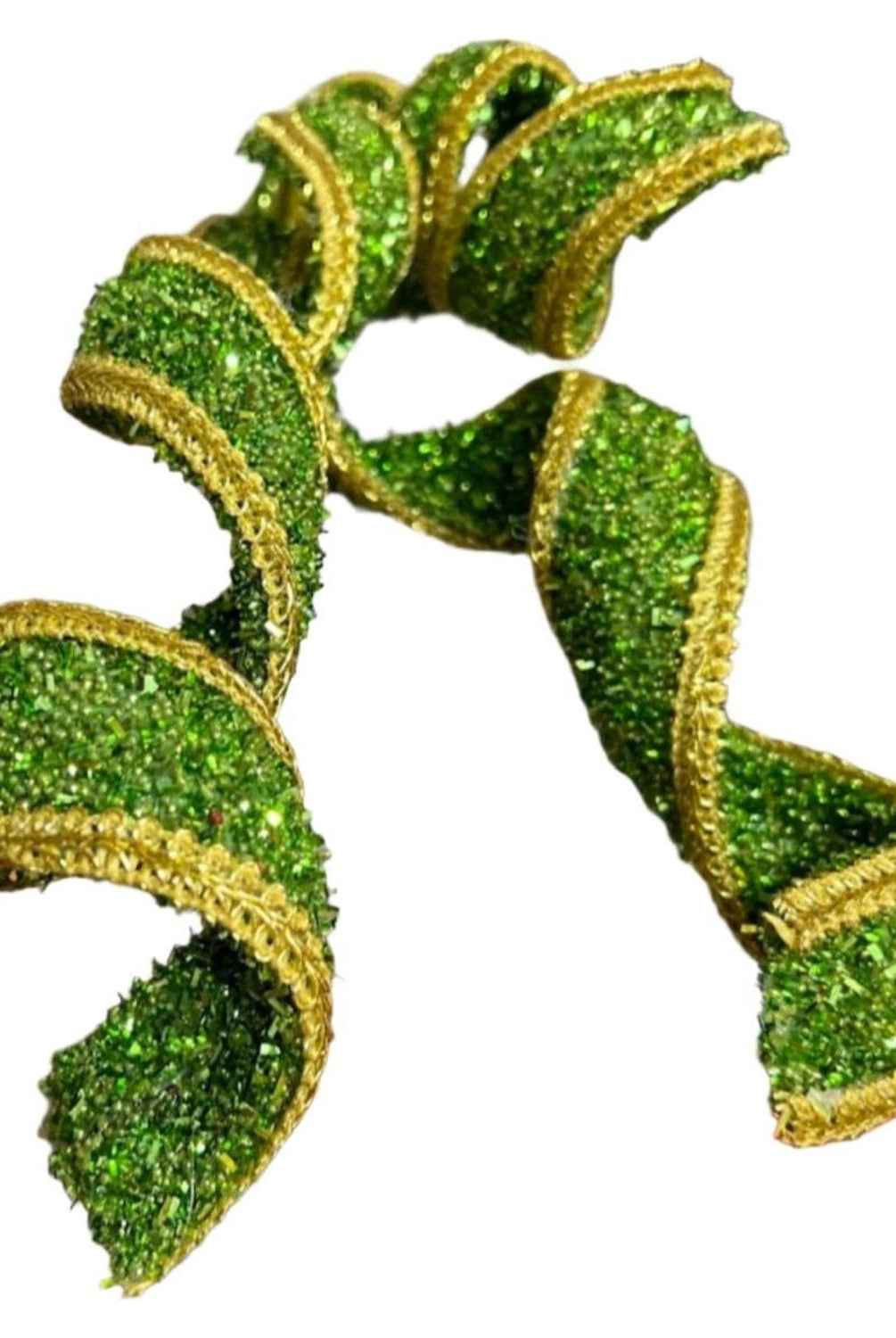 28" Fabric Gold Trim Spray: Green/Gold