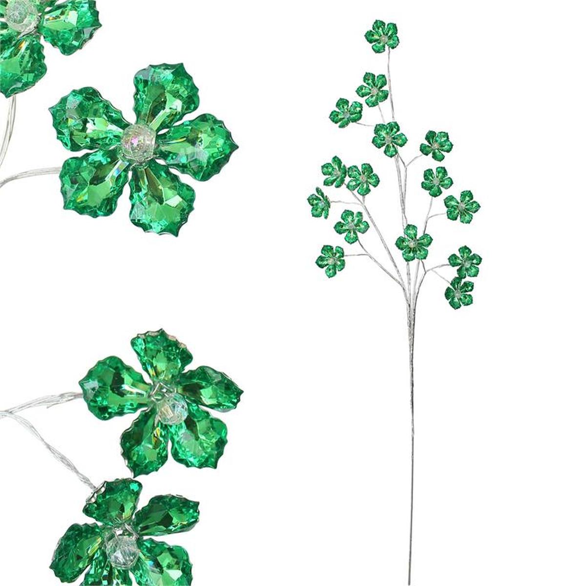 Shop For 28" Flower Faux Crystal Spray: Green