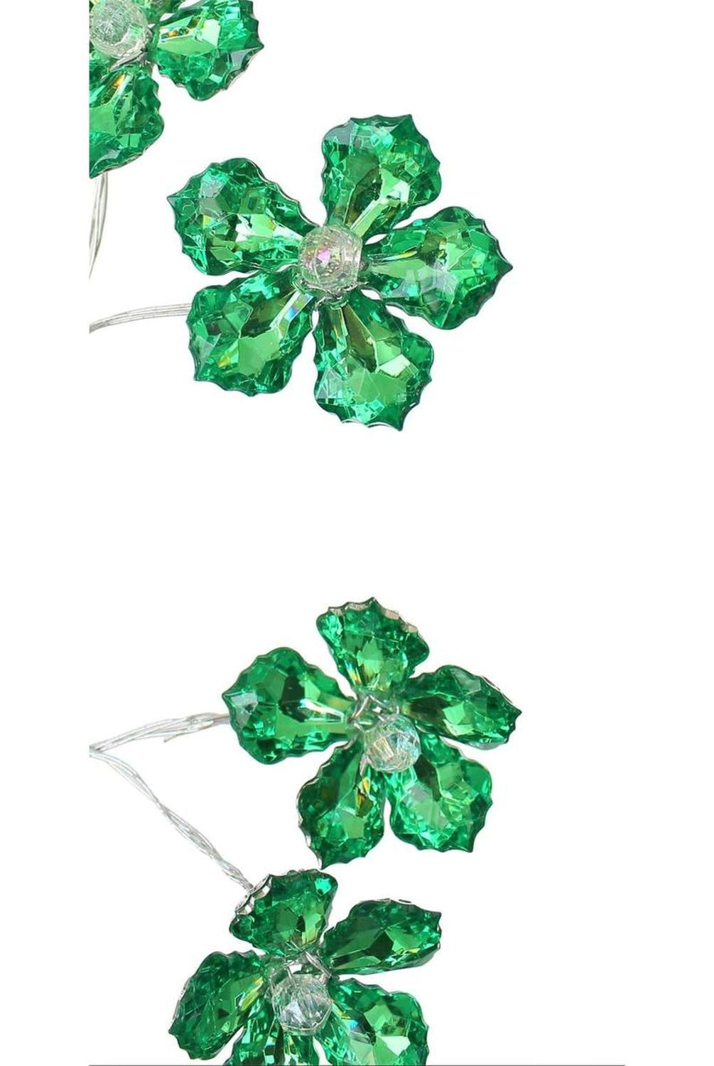 28" Flower Faux Crystal Spray: Green
